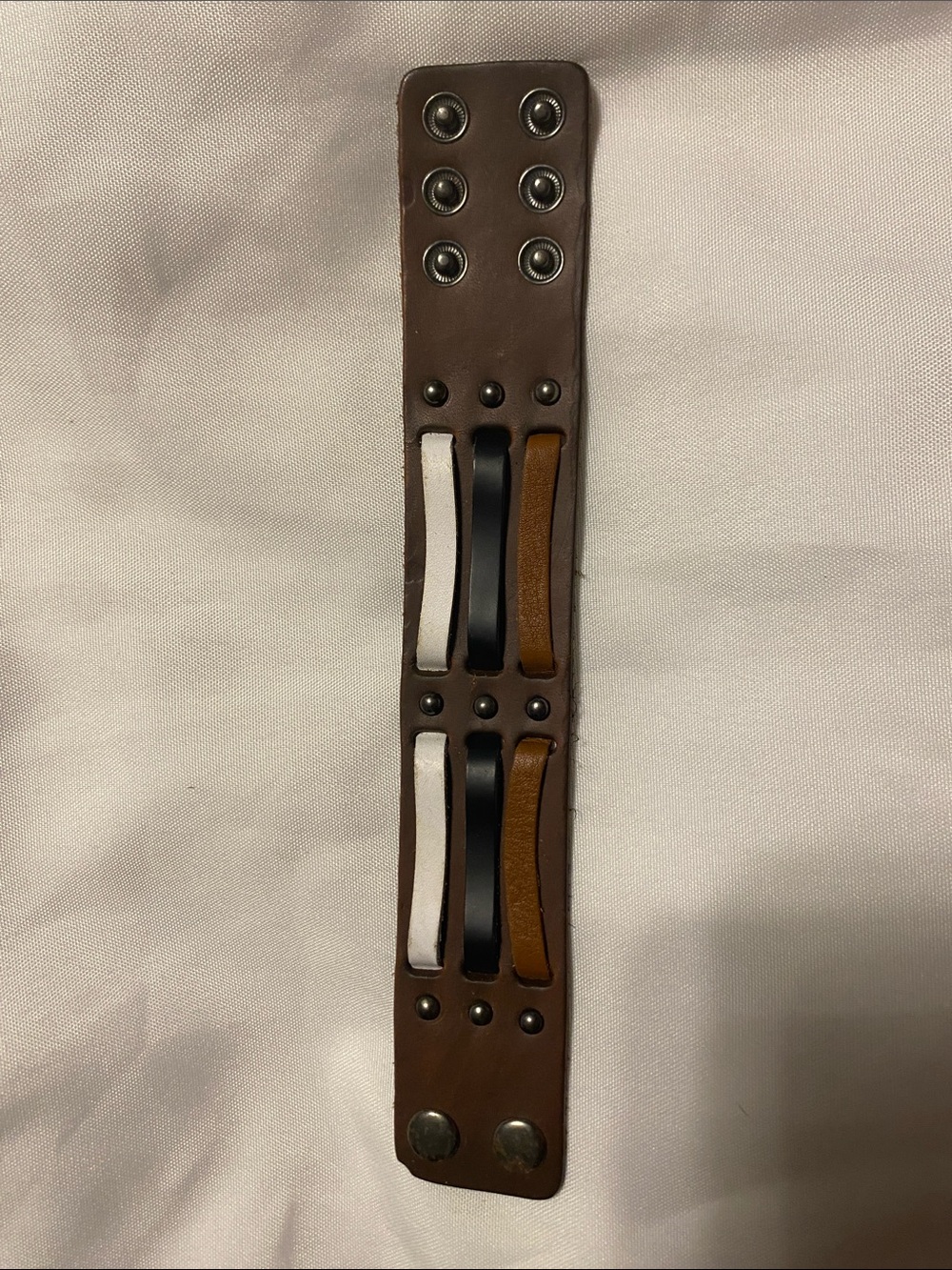 Leather Multi-Accent Brown Men's Wrist Cuff